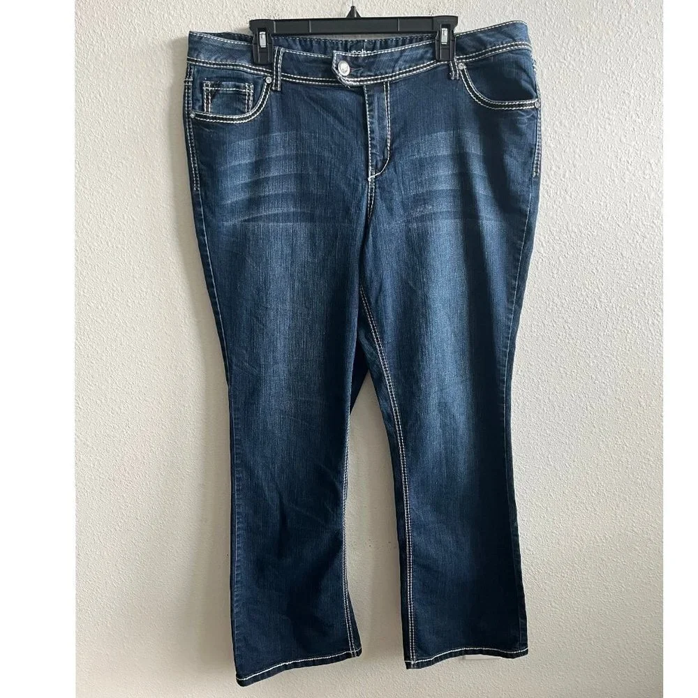 Lane Bryant Women's Dark Wash Stitch Boot Cut Jeans Size 20 Style 015001-12